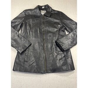 VTG Excelled Collection Y2k Leather Jacket Womens Large Black Water Resistance